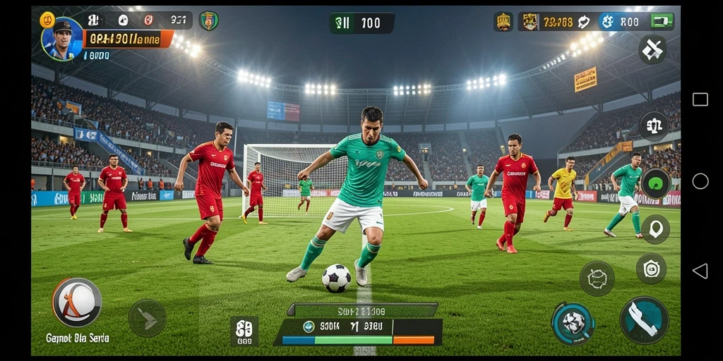 Gameplay seru di 8II dengan aksi sepak bola intens.