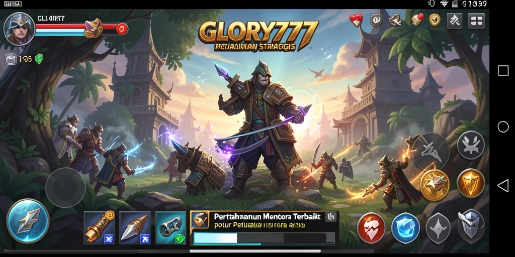 Screenshot GLORY777 menunjukkan aksi seru dalam pertarungan Tower Defense.