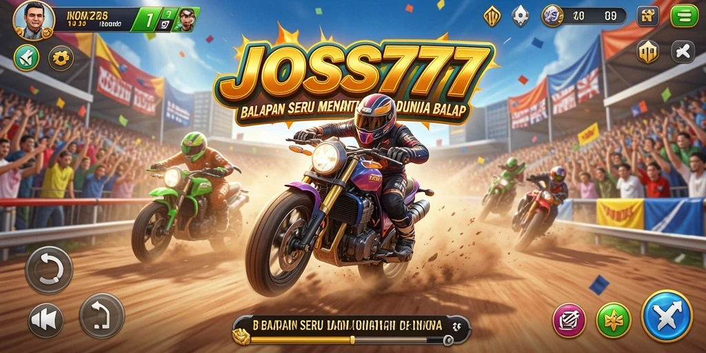 Tangkapan layar JOSS777 dengan aksi balapan yang mendebarkan.