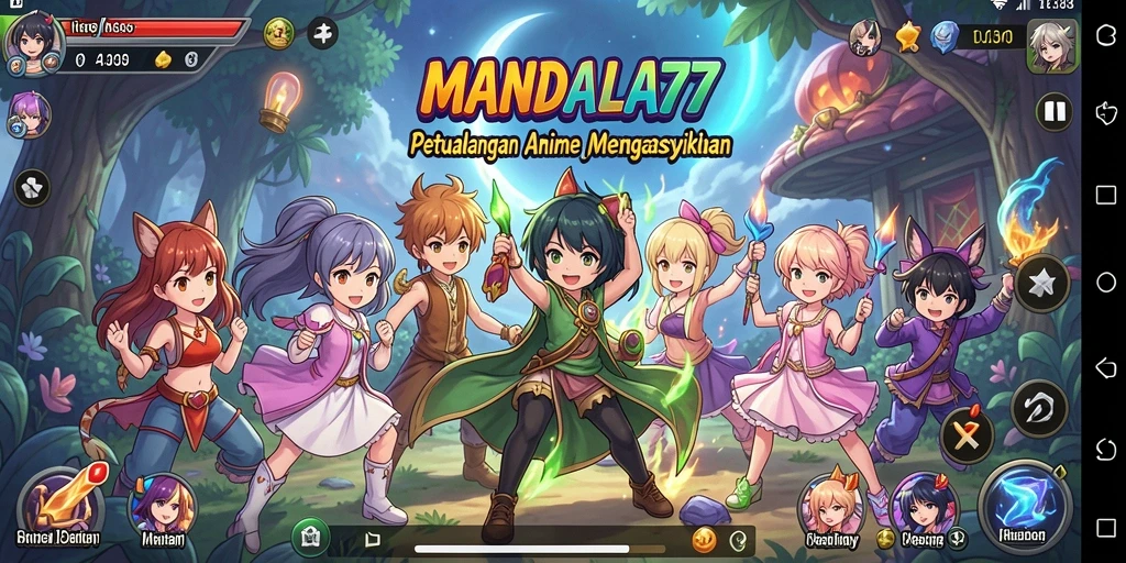 Tampilan gameplay MANDALA77 dengan karakter Anime yang menarik.