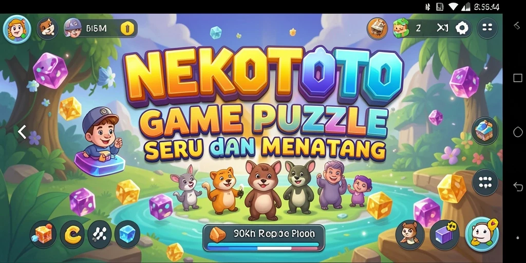 Screenshot gameplay NEKOTOTO menampilkan tingkat kesulitan dalam puzzle.