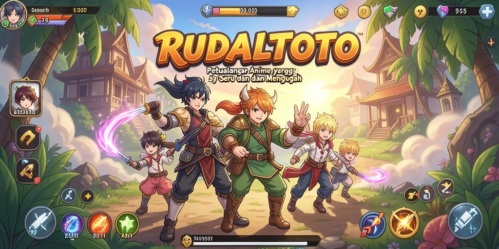 Tampilan gameplay RUDALTOTO dengan karakter anime yang menarik.