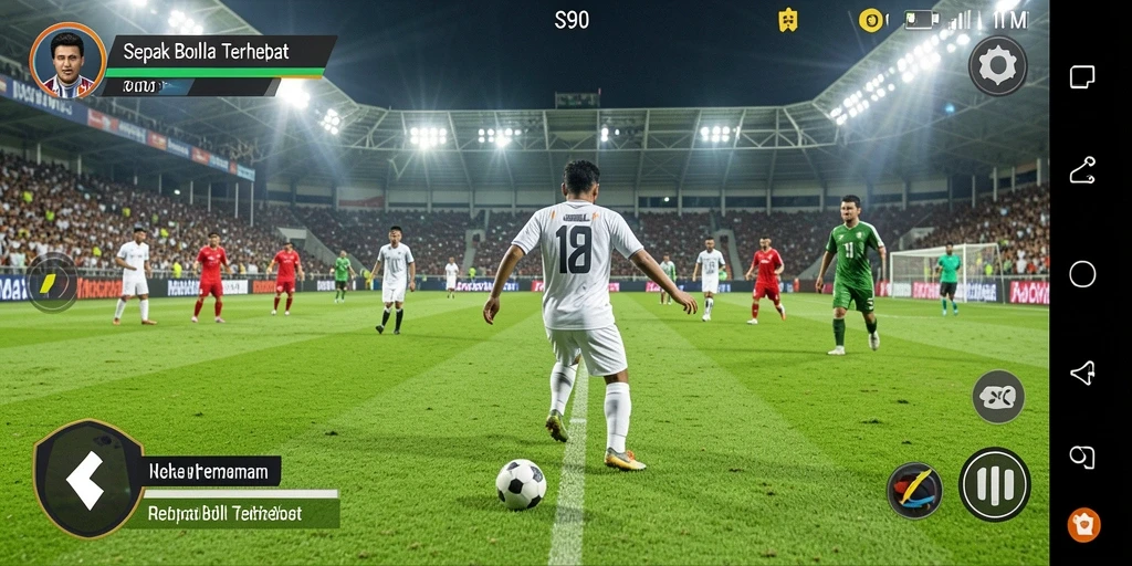 Screenshot S80 menunjukkan aksi mendebarkan di lapangan sepak bola.