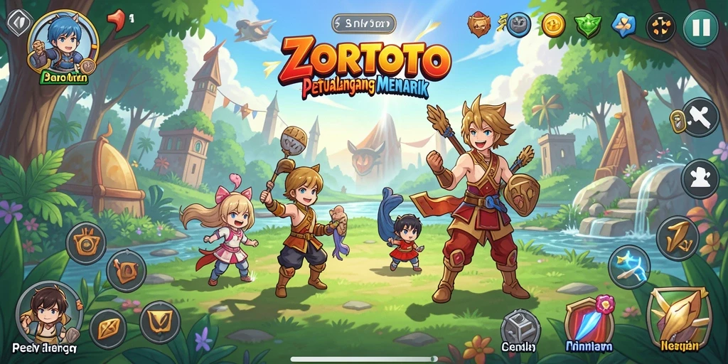 Tangkapan layar dari gameplay menarik ZORTOTO yang penuh warna.